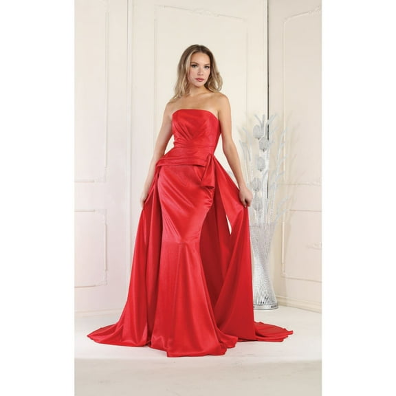 May Queen MQ1983 Juniors Womens Strapless Ruched Sheath Formal Dress