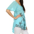 thumbnail image 4 of Sakkas Albina Island Relaxed Fit Embroidery Cap Sleeves Blouse / Top - Turquoise - One Size, 4 of 5