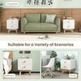 thumbnail image 6 of Costway 2 PCS Nightstand Mid Century Modern Bedside Table with 2 Drawers Solid Rubber Wood Legs White, 6 of 8