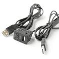 thumbnail image 2 of 3 Pcs 150CM Car Dash Flush Mount 2 USB Port Panel Auto Boat Dual USB-TAPYC Extension Cable Adapter for,3 * Usb cable,black, 2 of 5