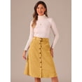 thumbnail image 2 of DARING DIVA Women's A-Line Button Front Belted Midi Skirts S Yellow, 2 of 6