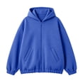 thumbnail image 5 of DailyTrove Women Full Zip Cropped Hooded Jacket Oversized Long Sleeve Dual Side Pocket Solid Fleece Hoodie, 5 of 6