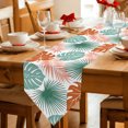 thumbnail image 2 of Turquoise Orange Palm Leaves Table Runner Linen Burlap Table Runner 90 Inches Long Tropical Botanical Summer Dresser Scarves for Kitchen Island Coffee Dining Room Party Wedding Holiday Decor 13"x90", 2 of 8