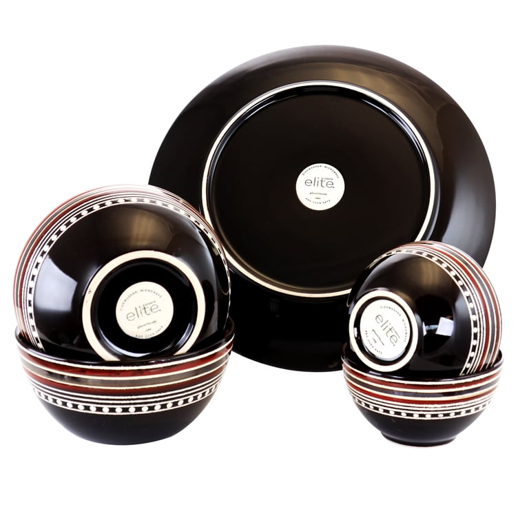 Gibson Elite Cafe Versailles 16 Pieces Double Bowl Dinnerware Set
