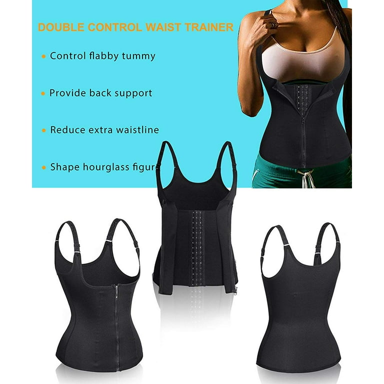 Nebility Women Waist Trainer Corset Zipper Vest Body Shaper Cincher Tank Top