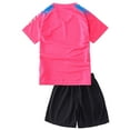 thumbnail image 4 of Hiheart Girls Quick Dry Short Sleeve T-shirt and Mesh Shorts Soccer Set Sports Team Uniforms Rose 7-8 Years, 4 of 7