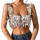 thumbnail image 4 of Top corto de lentejuelas, bralette brillante, tirantes finos, cadena ajustable brillante, moderno Forma de gota, 4 of 9