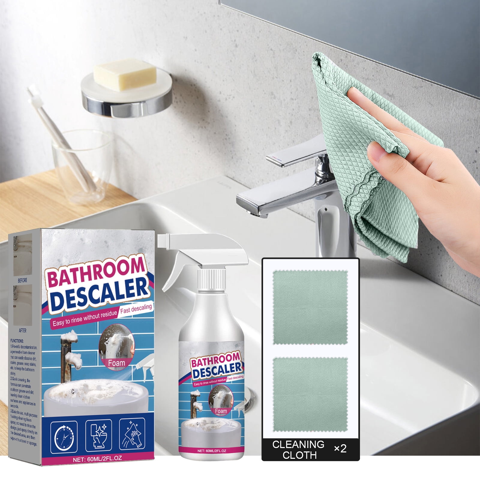 Alvantor Power Foaming Bathroom Cleaner for Showers, Bathtubs, and Sinks, 2.02fl.oz