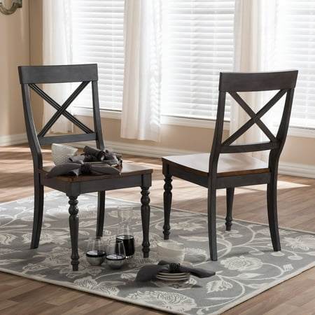 Grey Weathered Wood Baxton Studio Amintah Country Cottage Weathered Dove Grey and Oak Brown Finishing Solid Wood X-Bac ()