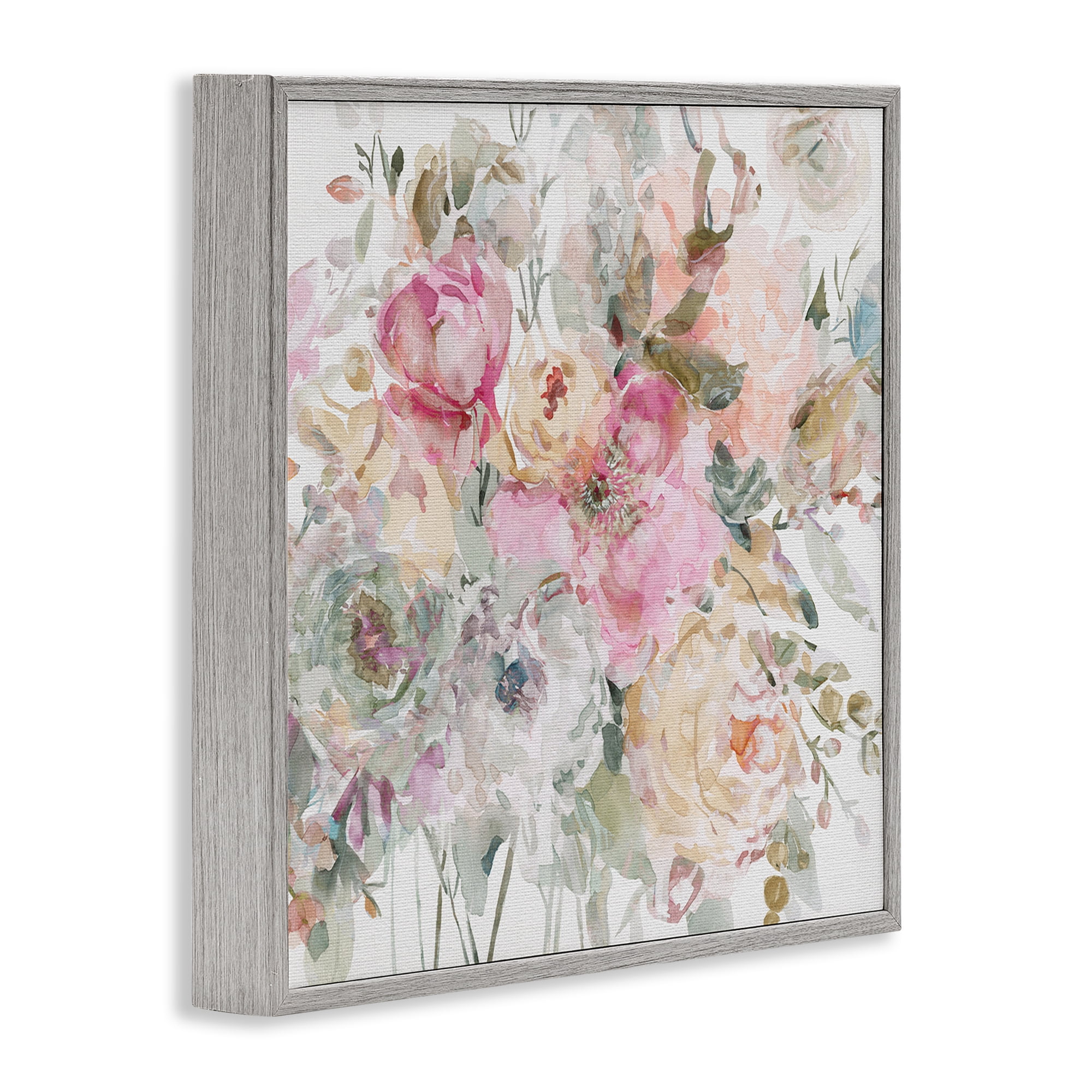 Stupell Industries Romantic Pastel Petals Gray Framed Giclee Art, design by Carol Robinson