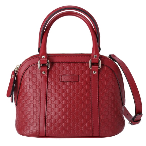 Pre-Owned GUCCI Guccissima Micro GG Small Dome Handbag 449654 Red Leather