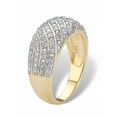 thumbnail image 2 of PalmBeach Jewelry Pave Diamond Multi-Row Dome Ring 1/4 TCW in 14k Gold-plated Sterling Silver, 2 of 5