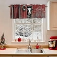 thumbnail image 2 of Christmas Rustic Valances for Windows, 54 x 18in, Farmhouse Wreath Cow Red Wood Grain Design Rod Pocket Kitchen Valance Curtain Light Filtering Window Treatments for Living Room Bedroom, 1 Panel, 2 of 7