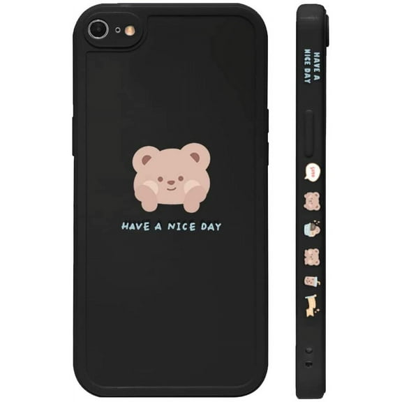 Compatible with iPhone 7/8/SE 2020/2022 Case Cute Painted Design Brown Bear with Cheeks for Women Girls Fashion Slim Soft Flexible TPU Rubber for iPhone 7/8/SE 2020/2022-Beige