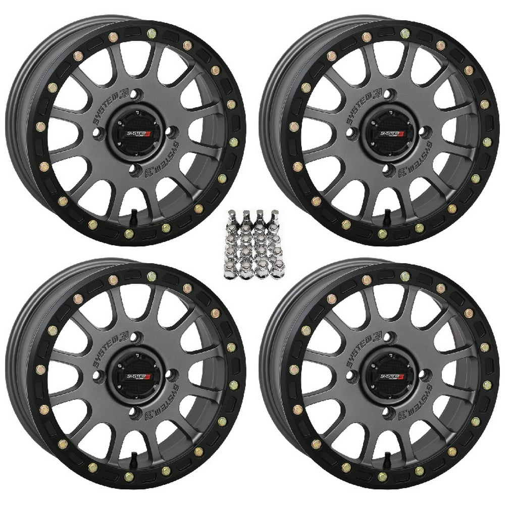 System 3 SB5 Beadlock Gun Metal Wheels 14" CanAm Commander Maverick