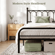 Queen Size Metal Bed Frame with Vintage Headboard and Footboard, Heavy Duty Steel Platform Bedframe, Arc Design Mattress Foundation, No Box Spring Needed, Noise-Free & Easy Assembly