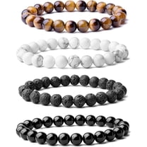 8mm Chakra Balancing Gemstone Bracelets, 4-Pack Elastic Beaded Set for Men & Women, Spiritual Healing Jewelry for All Seasons
