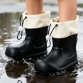thumbnail image 3 of Otqutp Toddler Boys Girls Rain Boots Kids Color Block Waterproof Rubber Mid Calf Booties Adjustable Drawstring Cuff Non Slip Rain Shoes, 3 of 6