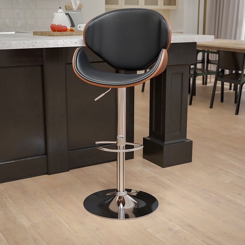 Flash Furniture Bar Stool with Adjustable Height & Swivel, Black