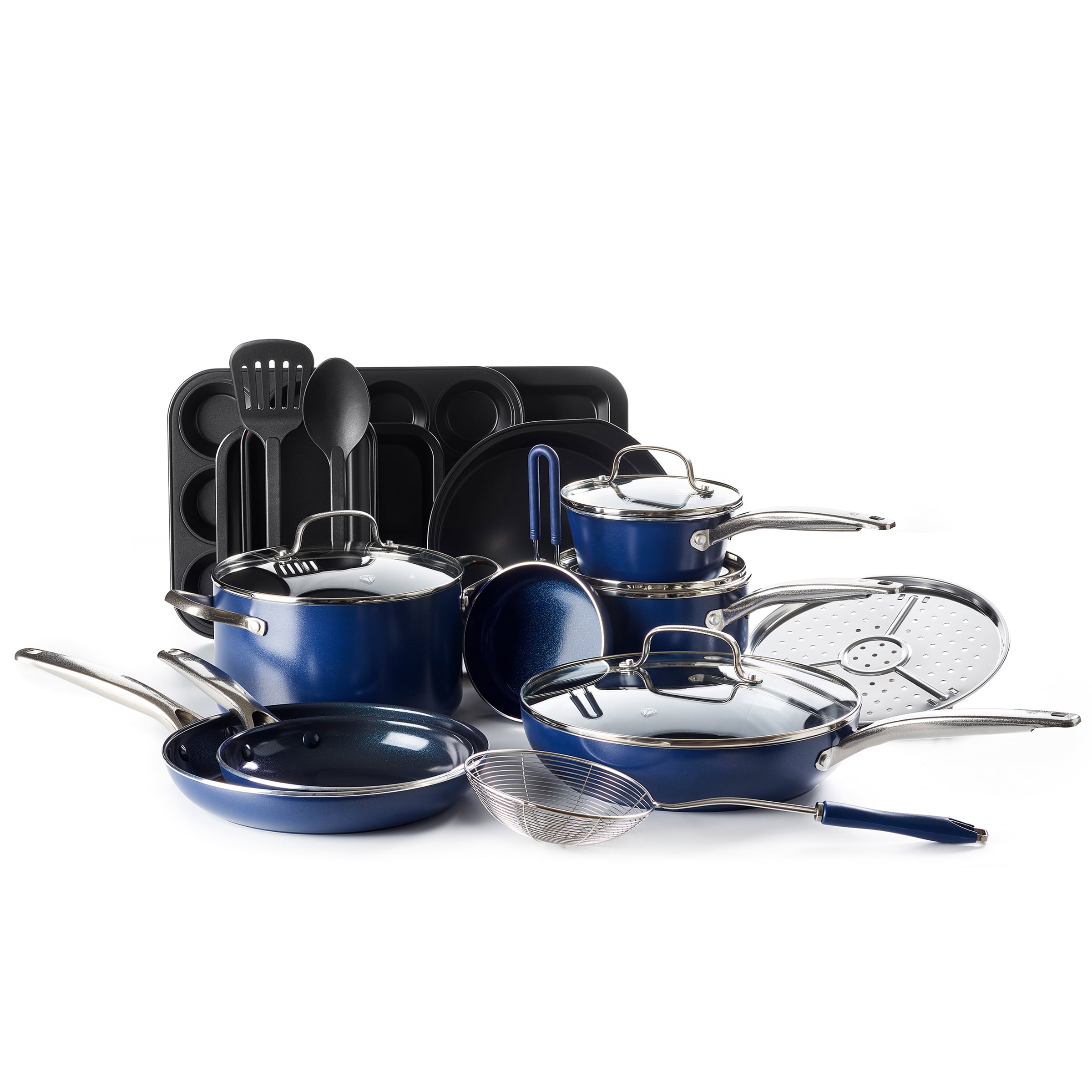 Blue Diamond 12-Piece Toxin-Free Ceramic Nonstick Pots and Pans Cookware Set 