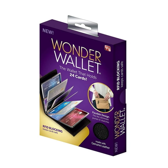 Wonder Wallet - Amazing Slim Genuine Leather Wallet w/RFID Protection, As Seen On TV