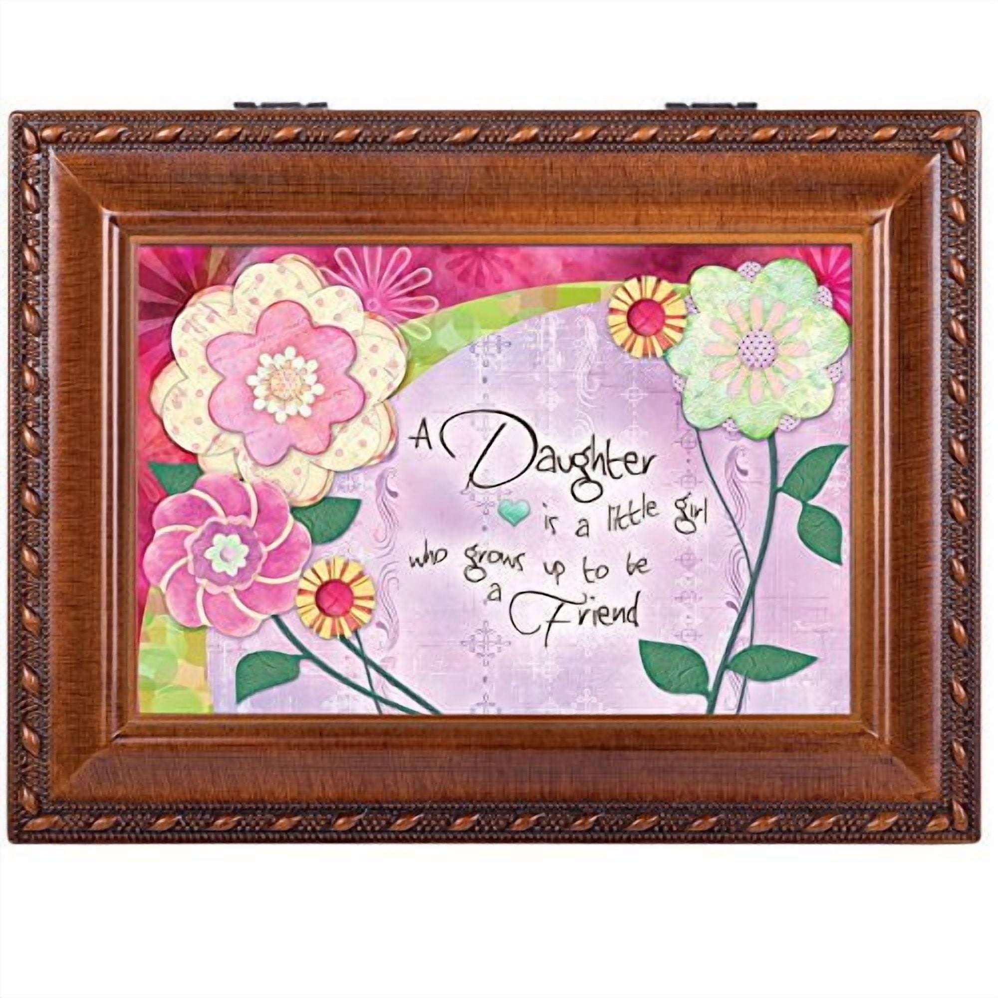 Cottage Garden Daughter Girl Grows Up Woodgrain Rope Trim Jewelry Music Box Plays You are My Sunshine