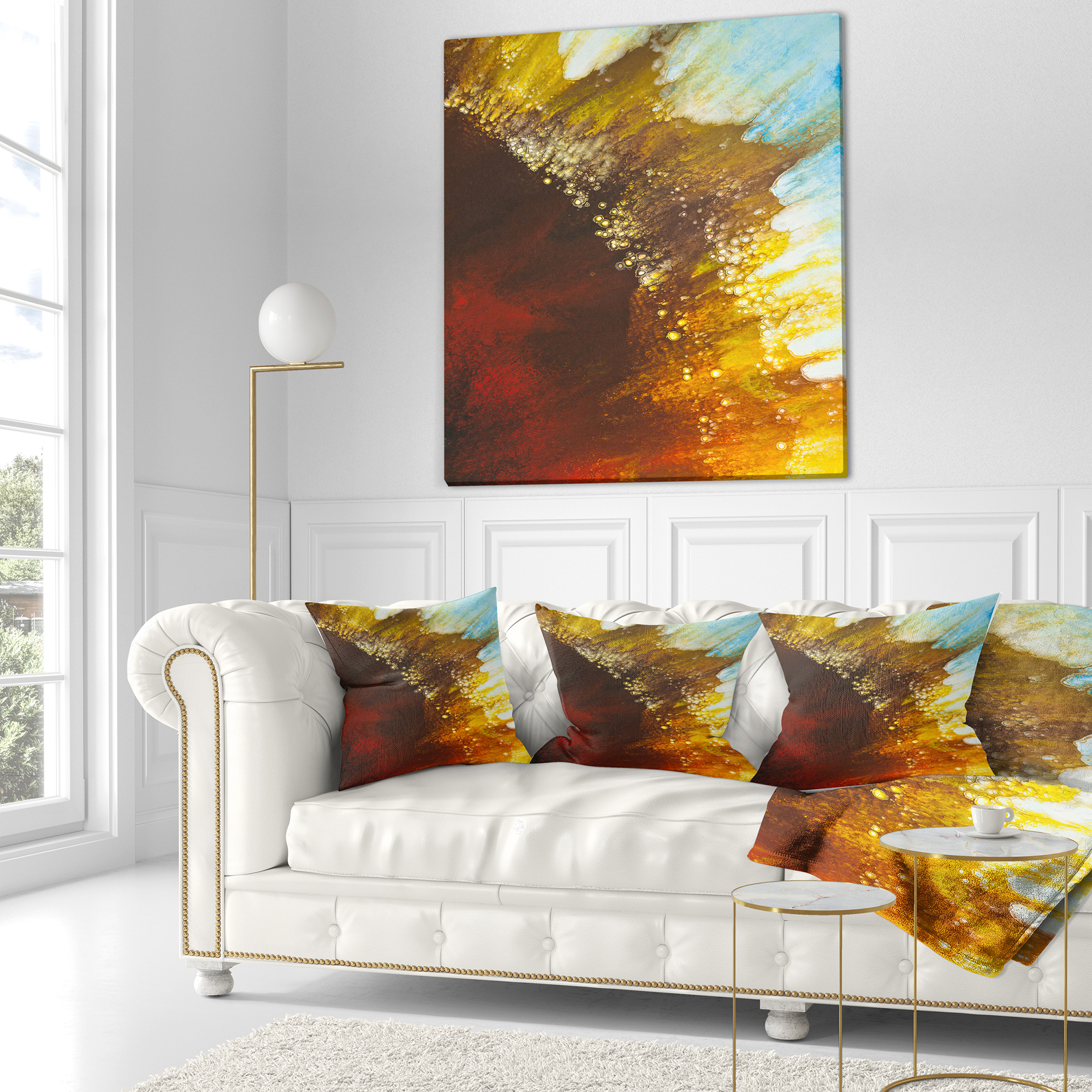 Designart Blow of Brown - Abstract Throw Pillow - 18x18