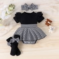 thumbnail image 2 of RMGVDSD Baby Girl Holiday Outfit Short Sleeve Plaid Skirt Romper Dress Headband Socks Set Classic-Fit Spring Summer Clothes 9-12 Months, 2 of 6