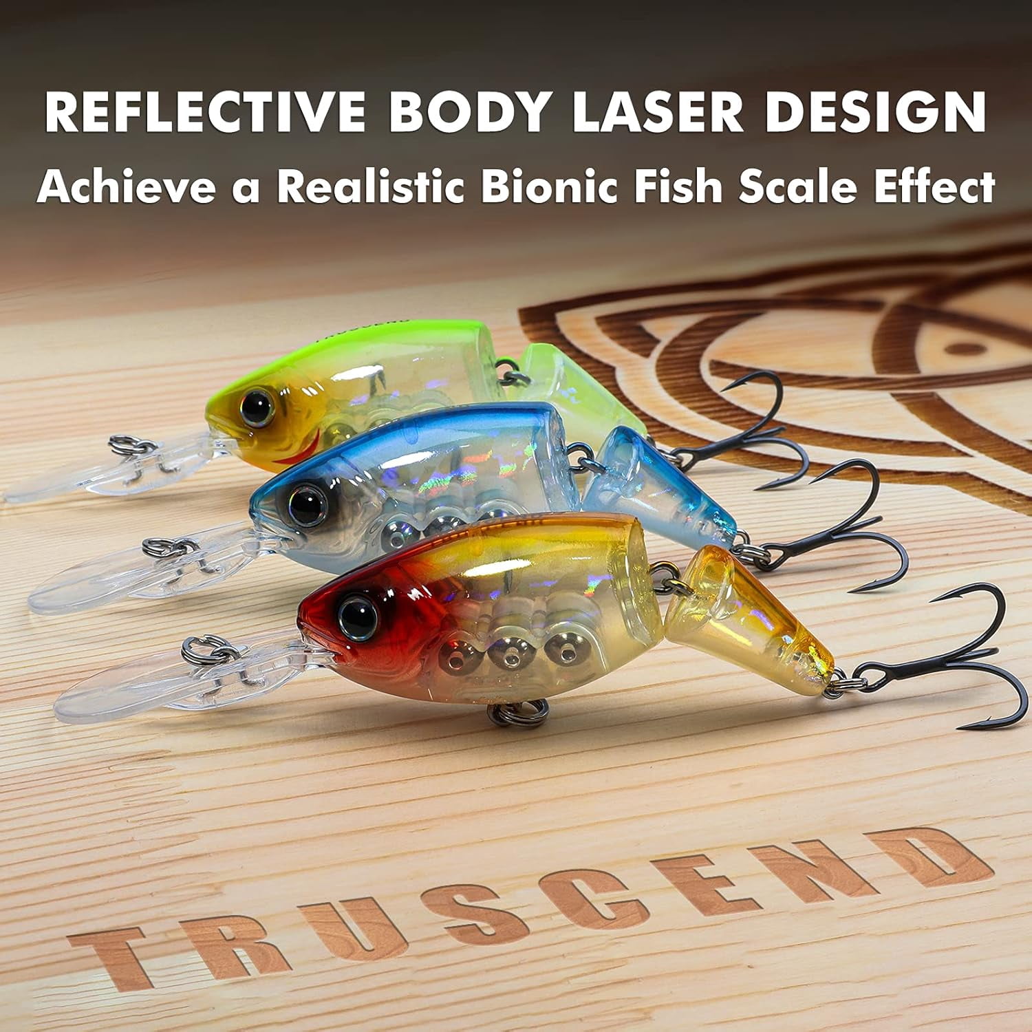 TRUSCEND Easy Catch SwimMax with BKK Hooks, Magic Noisy Wiggling and Vibrating Actions for More Bites, Lifelike Fishing Lures for Bass Trout Walleye Crappie, Strongest Dyneema Fiber Jointed Swimbait