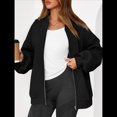 thumbnail image 4 of Sudaderas Oversize con Cremallera para Mujer, Moda de Otoño, Abrigos Casuales de Larga, Conjuntos de Invierno. Negro M, 4 of 10
