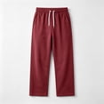thumbnail image 6 of LMOIPLI Men's Basic Straight Casual Pants Elastic Drawstring Waist Stretch Soft Wrinkle Proof Daily Trousers with Side Pockets Wine XL, 6 of 7