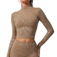 thumbnail image 2 of Bovxnpu Sports Shirts for Women, Women's Long Sleeve Crop Workout Tops Slim Gym Yoga Running Shirts for Women, 2 of 9