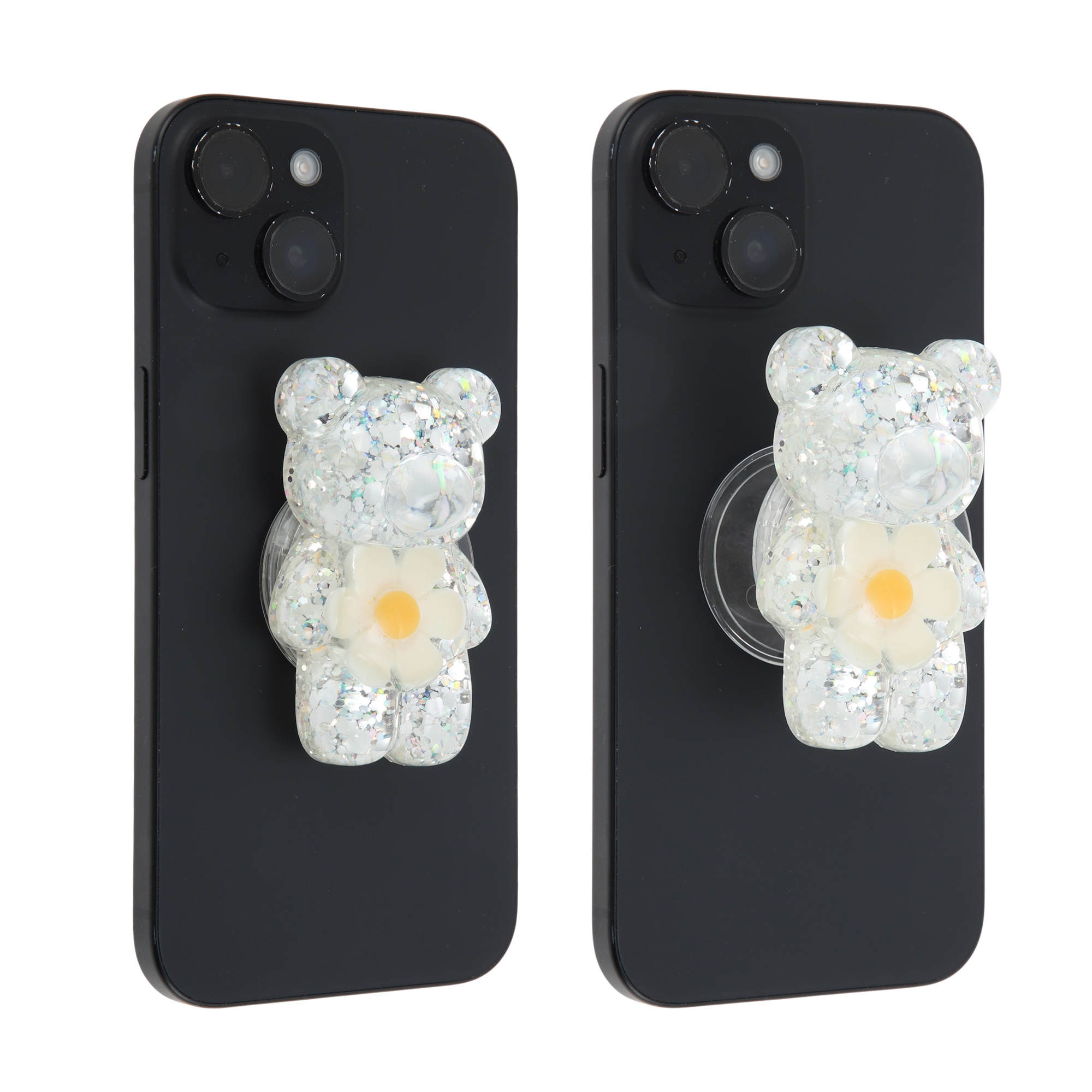 Unique Bargains Bear High-Shine Hexapetalous Flower Phone Grip White