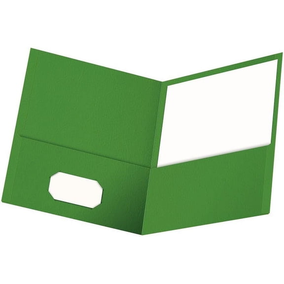 Twin-Pocket Folders, Textured Paper, Letter Size, Green, Holds 100 Sheets, Box of 25