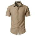 thumbnail image 1 of Camisa informal de manga corta a rayas para hombre: cuello abierto, corte holgado, para el verano, diseño resistente a las arrugas y fácil de cuidar, 1 of 6
