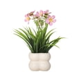 thumbnail image 2 of Flores artificiales con jarrón de cerámica para decoración del hogar, arreglo floral artificial para salón, escritorio, entrada, sin mantenimiento, 2 of 5