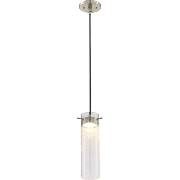 Nuvo Lighting Pulse LED Mini Pendant with Clear Seeded Glass; Brushed Nickel Finish - Brushed Nickel