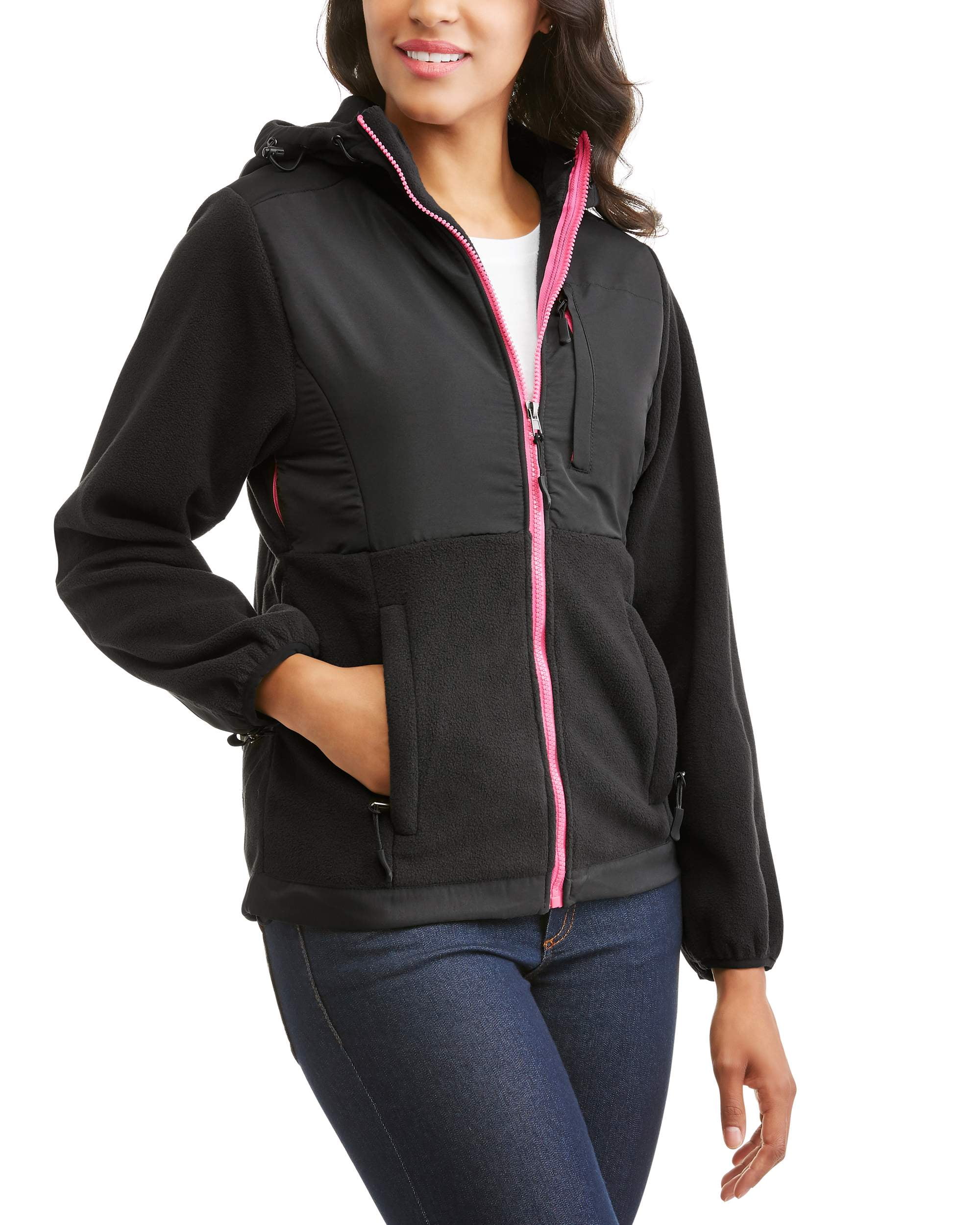 Women's Hooded Arctic Fleece Soft Shell Jacket Black Size M B2 eBay
