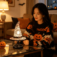 thumbnail image 7 of Witch Hat Lamp, Halloween Stained Glass Resin Witch Hat Desk Lamp, USB Powered Gothic Wizard Hats Night Light, Festive Atmosphere Night Light for Halloween Party Decor(8"-H), 7 of 7