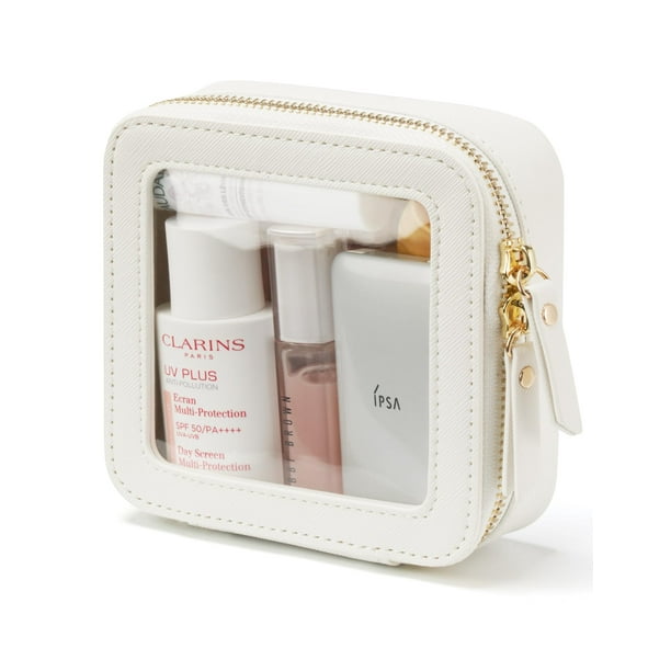 Bolsa organizadora de maquillaje Popvibe Mini, transparente, color blanco