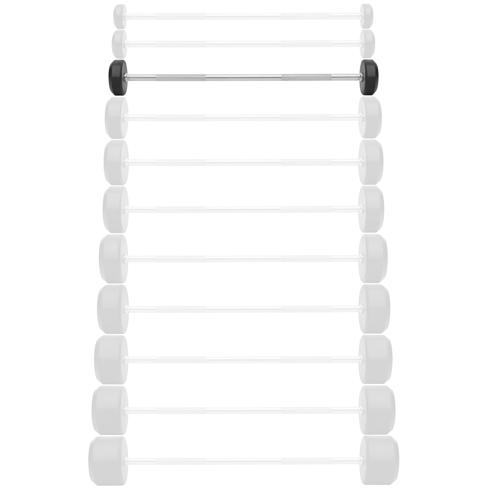 Philosophy Gym Rubber Fixed Barbell, 30 LB Pre-Loaded Weight Straight Bar for Strength Training & Weightlifting