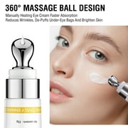 OUKEYA Eye Cream with Massage Roller for Puffiness, Dark Circles, Wrinkles, Brightening & Circulation
