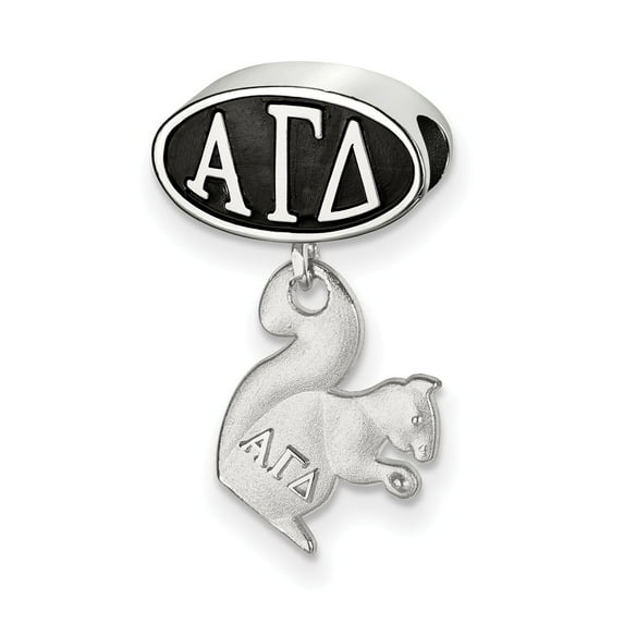 FB Jewels Sterling Silver Logoart Alpha Gamma Delta Oval With Squirrel Dangle Bead