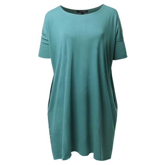 FashionOutfit Women's Solid Loose Fit Dolman Tunic Top With Side Pockets