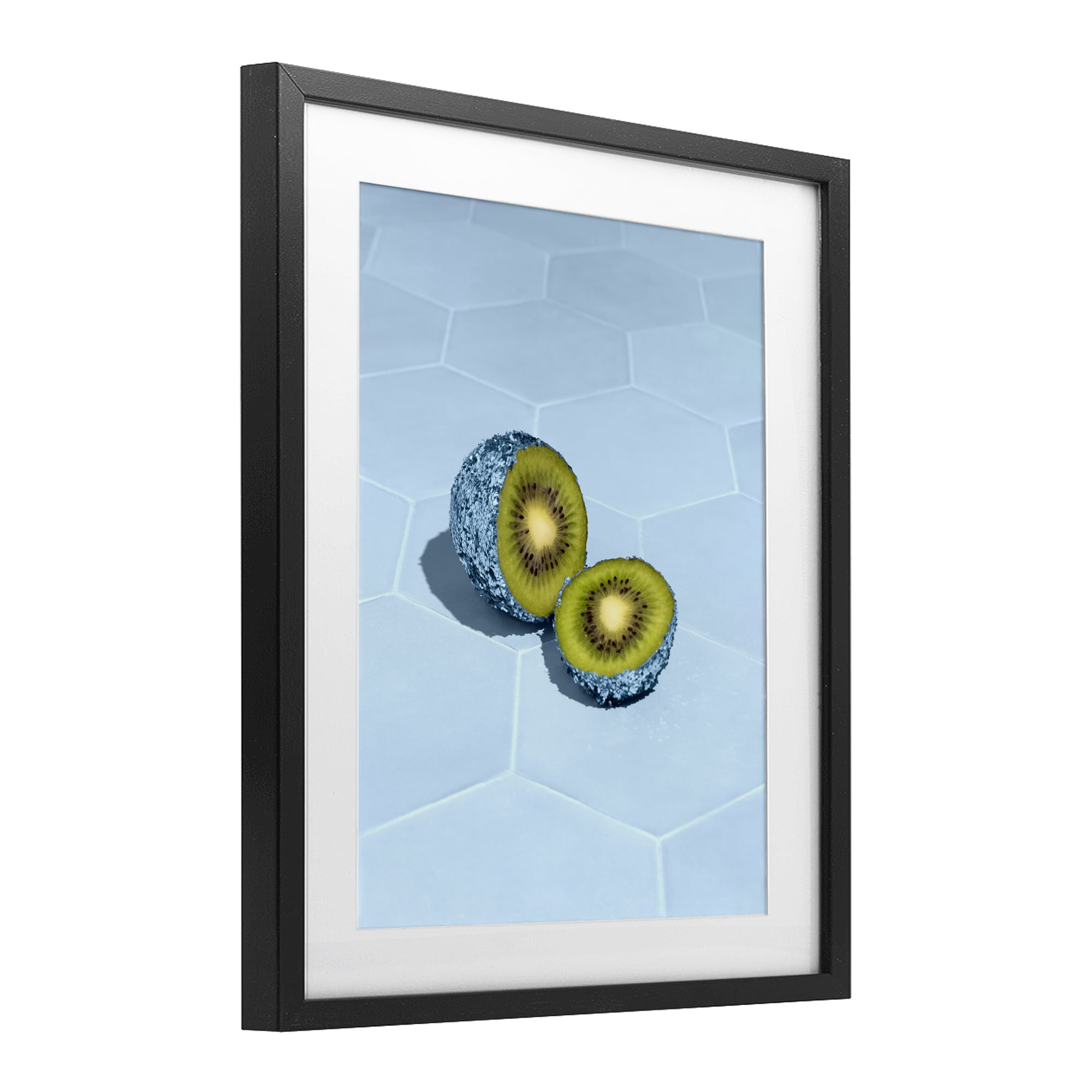 Stupell Industries Blue Glimmer Kiwi Black Framed Print Under Glass, design by LISH Creative