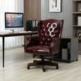 thumbnail image 2 of PU Leather Desk Chair with High Back, 360° Rotating Boss Chair Executive Office Chair with Wingback and Smooth Glide Caster Wheels, Computer Work Chair with Thick Padded Seat and Backrest, Burgundy, 2 of 7