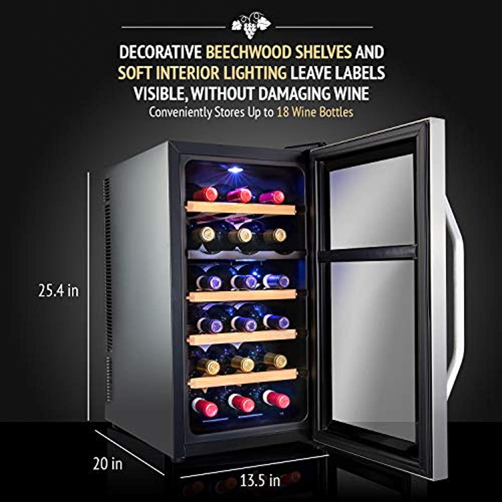 Ivation Premium Stainless Steel 18 Bottle Dual Zone Thermoelectric Wine