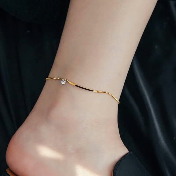 1 pc 316L Surgical Stainless Steel Charm Anklets for Women Golden Flat Round 7-1/2 inch(190mm)