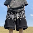 thumbnail image 2 of Pantalones cortos con estampado de letras de espuma para hombre, pantalón de chándal holgado, informal, a la moda, para gimnasio, baloncesto, ropa de calle, bermudas, 2 of 5