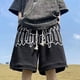 thumbnail image 2 of Pantalones cortos con estampado de letras de espuma para hombre, pantalón de chándal holgado, informal, a la moda, para gimnasio, baloncesto, ropa de calle, bermudas, 2 of 5